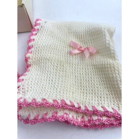 VTG 3 Crochet Washcloths Gift Set Unique Typed Note White with Pink Border - Picture 11 of 16